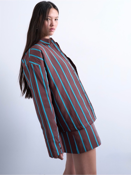 Topshop Tops - Topshop quilted oversized striped shirt sz 4